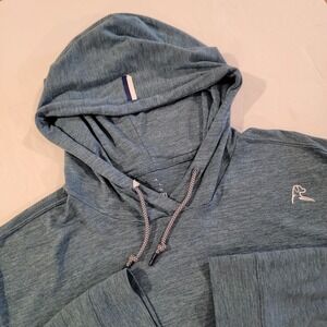 Rhoback Hesi Performance Hoodie Mens 2XL Heather Zone Blue Pullover Stretch